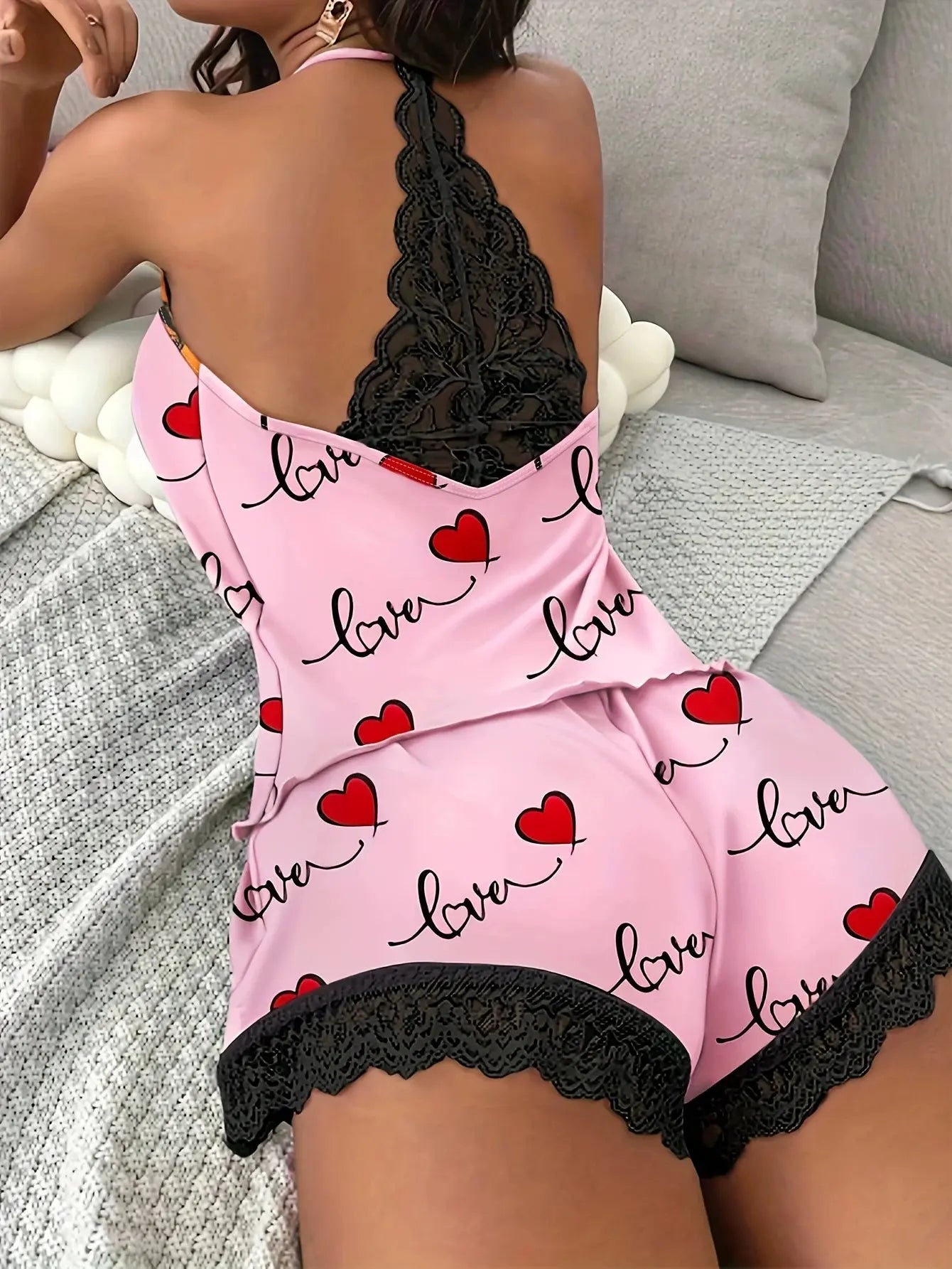 Women's Crochet Lace Sleeveless V-Neck Pajama Set - Elegant 2-Piece Summer Sleepwear