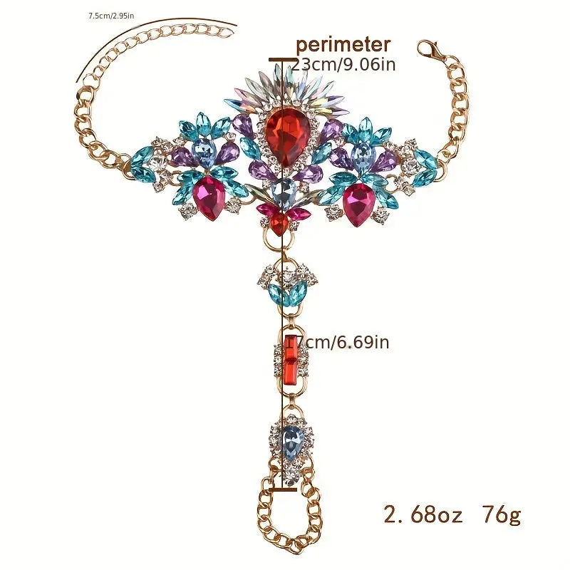 Boho Chic Colorful Crystal Toe Ring Anklet – Trendy Beach & Seaside Jewelry NNOS