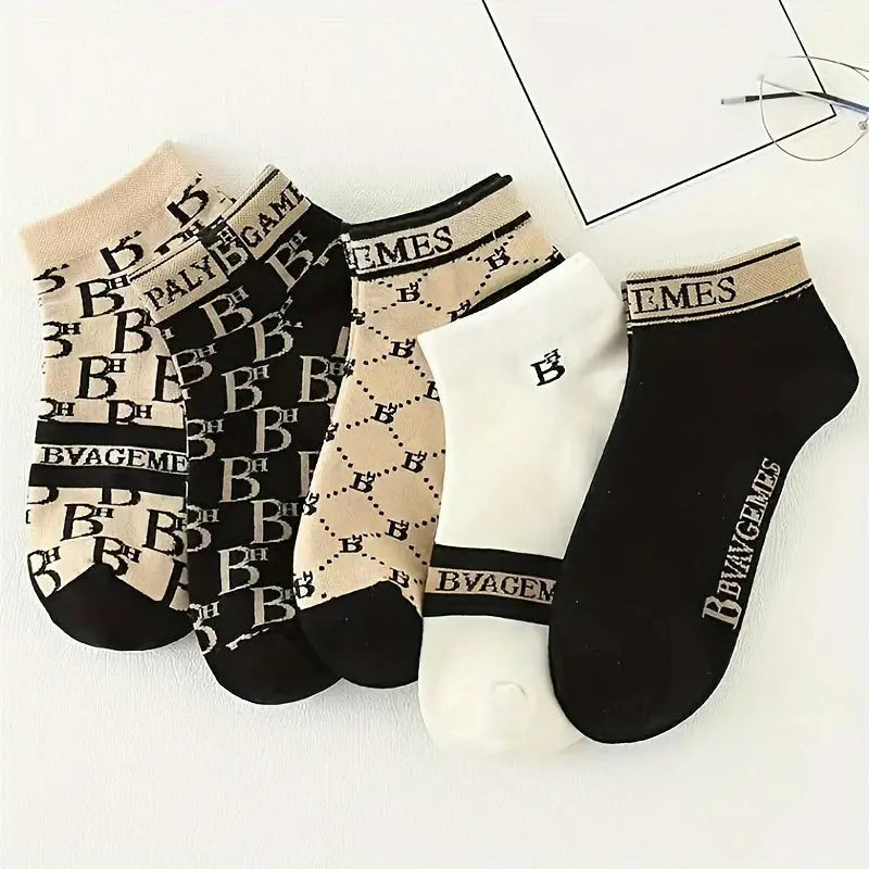 5 Pairs of Stylish and Trendy Anti-Odor Low-Cut Socks for Women NNOS