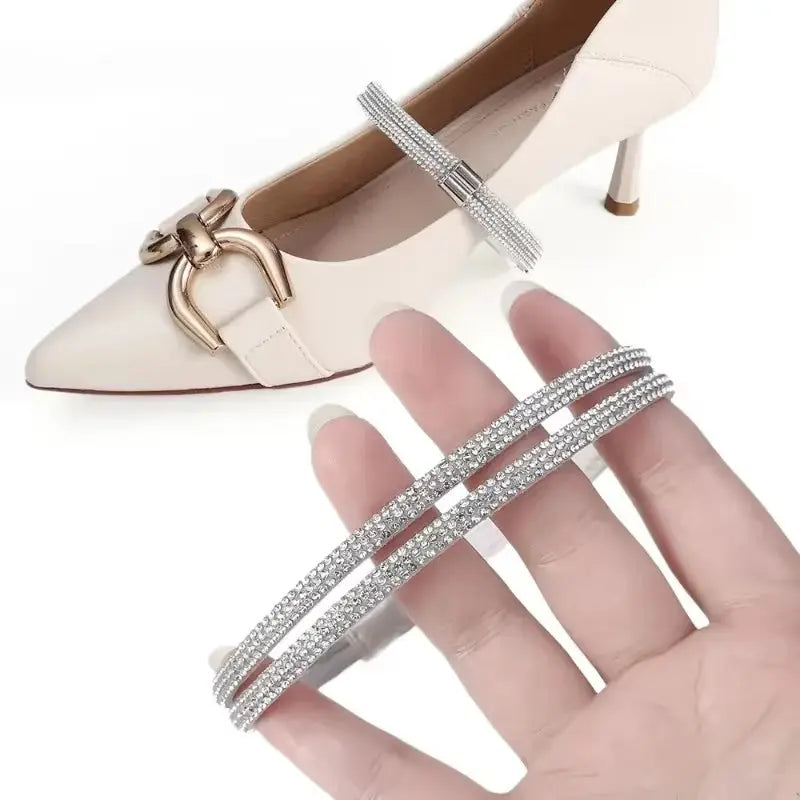 Step up your style game with our 2-Pack Anti-Skid High Heel Shoe Bands! ✨ Featuring blingy rhinestone shoelaces and secure anti-drop straps, your heels will stay in place while you strut your stuff! 💃👠 #FashionEssentials #HighHeelHacks