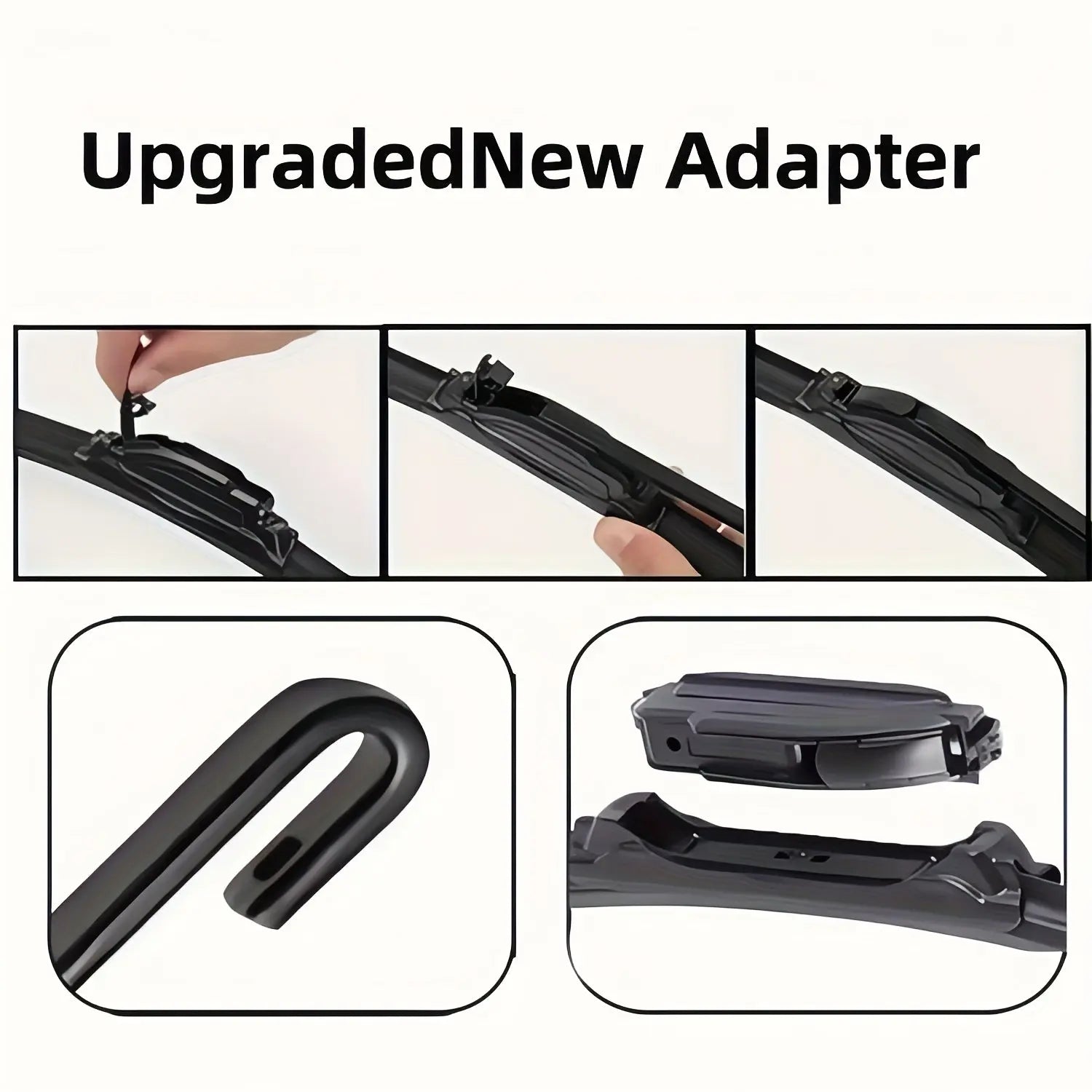 Brand New Upgraded All-Season Car Windshield Wipers with U/J Type Hook Blades + 3pcs Adapter Replacement Heads/6 Rubber Strips for Car Wipers, Featuring a High-Quality Rubber Stable Base Design for Quiet, Durable, And Clear A NNOS