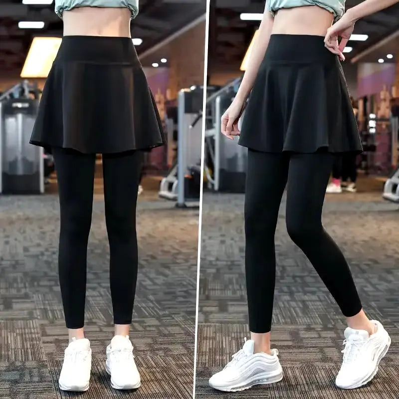 The New Yoga Tennis Skirt Women'S High Waist Slimming Sports Training Short Skirt Two-Layer Anti-Empty Half-Length Pleated Skirt product image