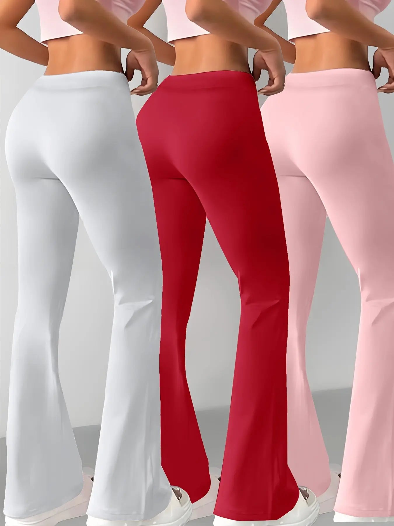 European and American Women's Straight-Leg Flare Pants Classic Personality English Text Print Long Pants 3pcs Set NNOS