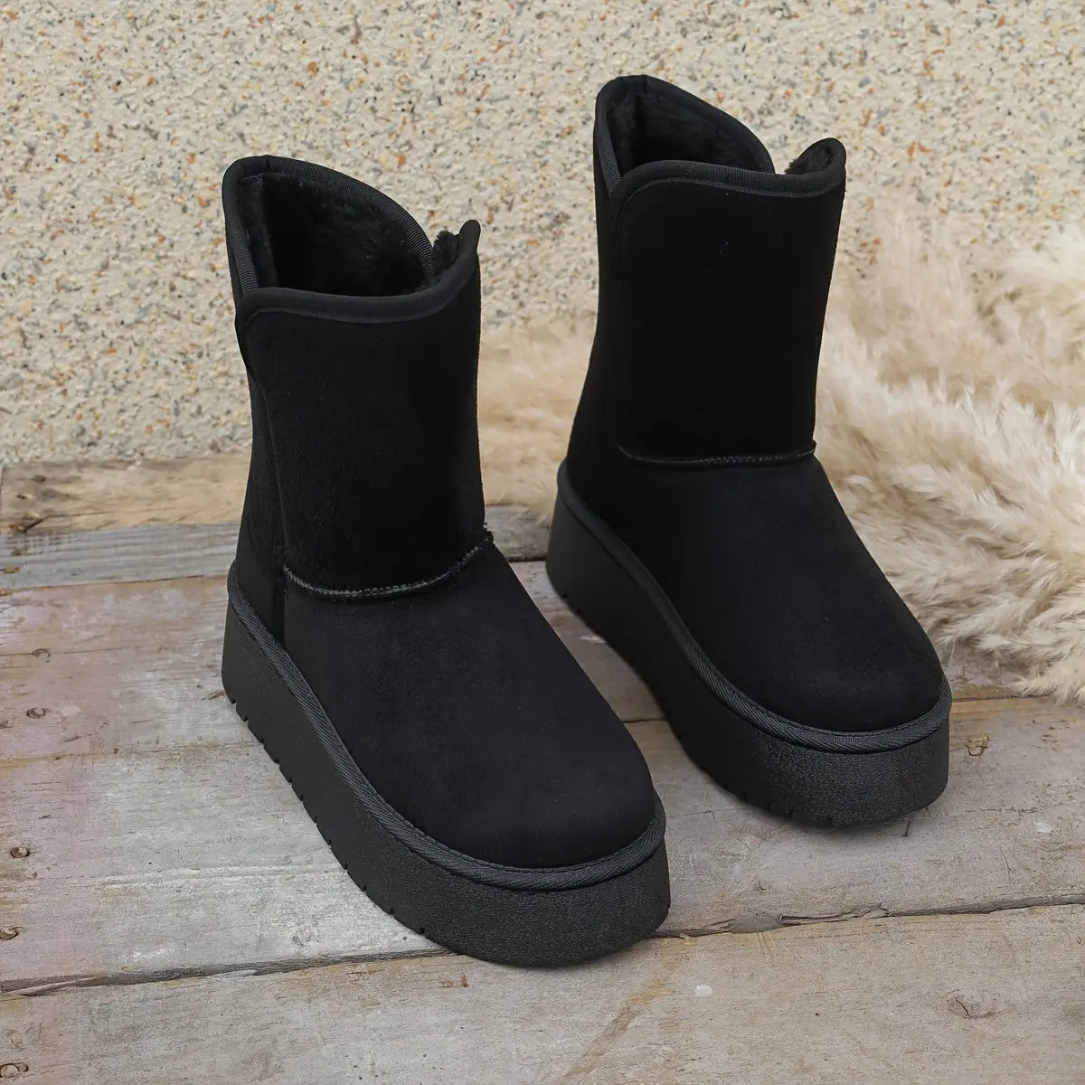 Women’s Winter Mid-Calf Boots – Warm Lined, Slip-Resistant Sole Snow Footwear NNOS