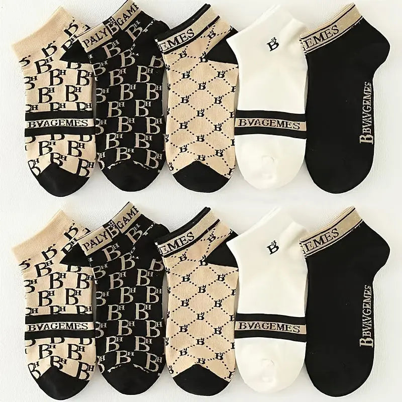 5 Pairs of Stylish and Trendy Anti-Odor Low-Cut Socks for Women NNOS