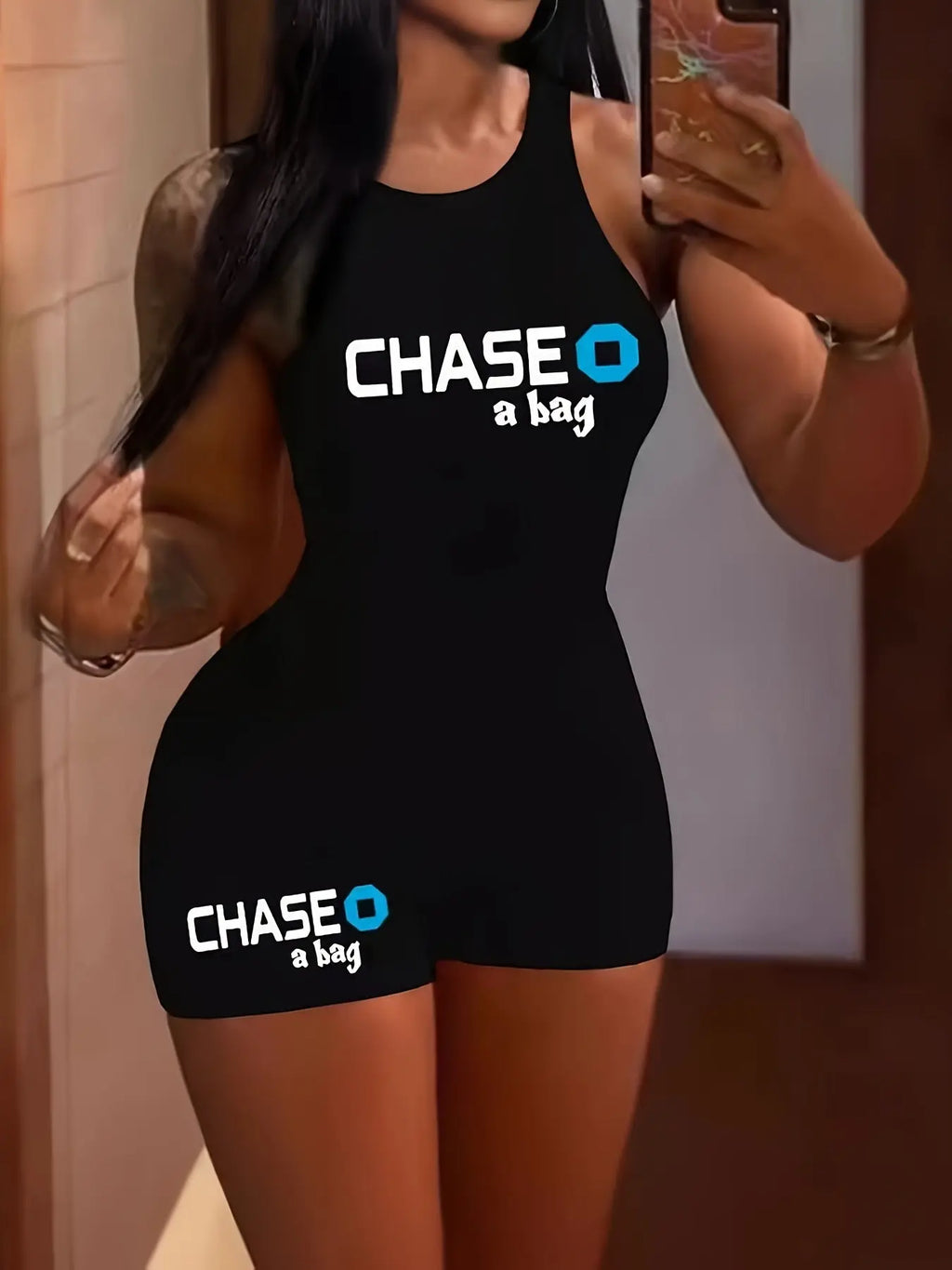 Women’s Sexy Bodycon Jumpsuit – Sleeveless Crop Top Style with Print NNOS