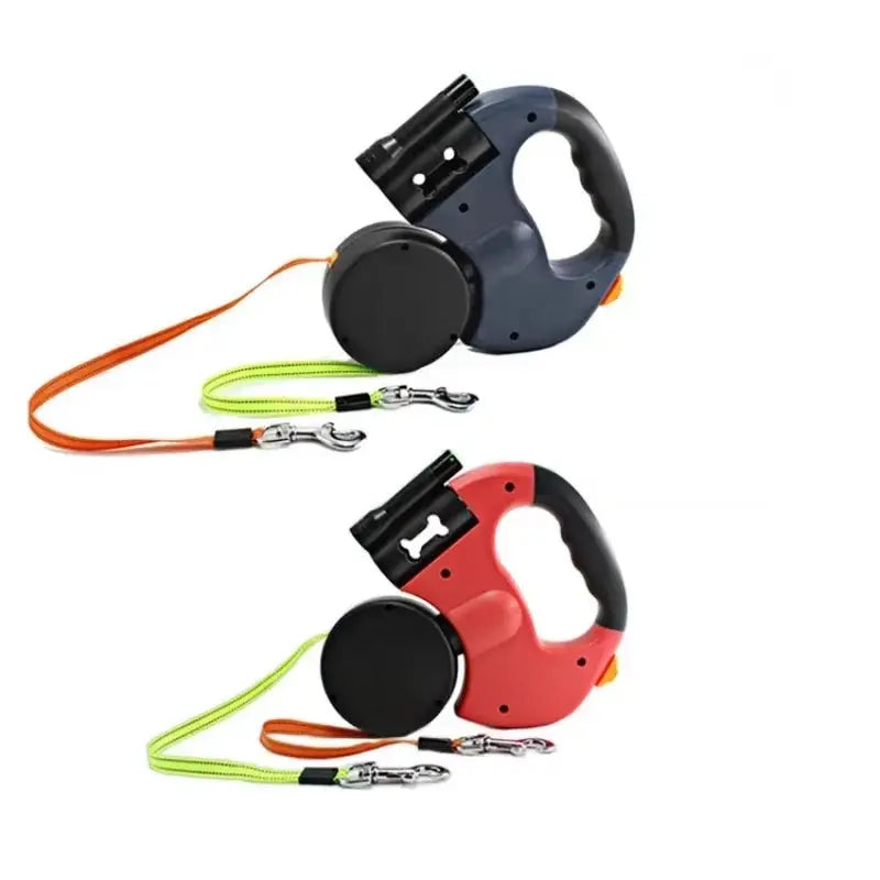 Premium LED Automatic Retractable Dog Leash with Dual Heads & Storage Bag - Ultimate Pet Accessory
