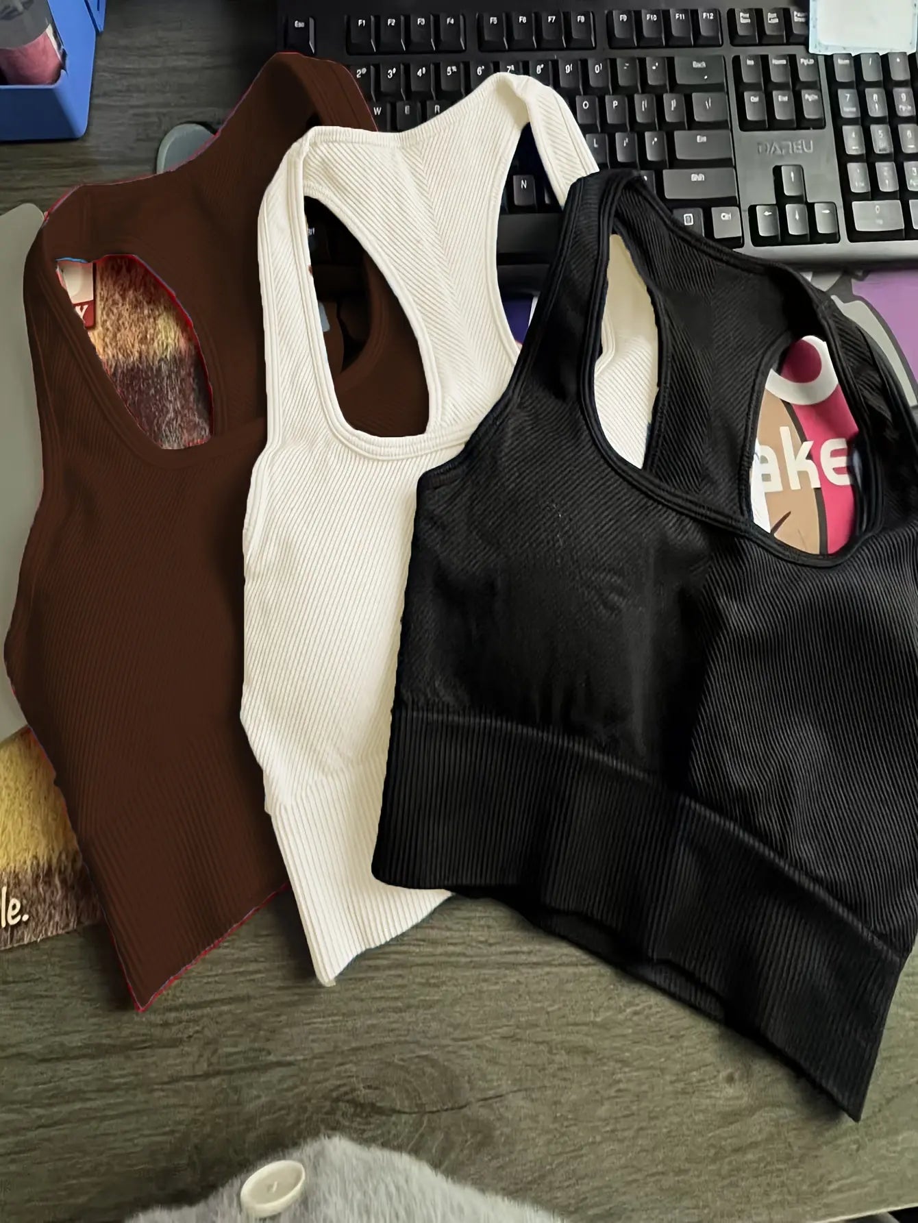 Women’s 3-Pack Crop Tank Tops – Sleeveless U-Neck Stretchy Casual Sportswear NNOS