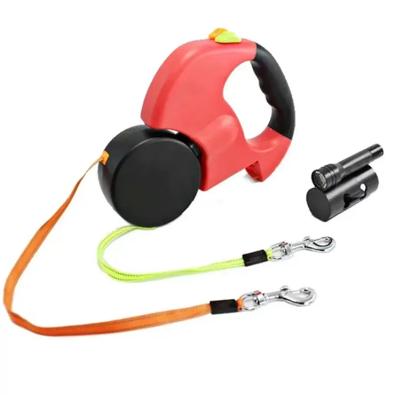 Premium LED Automatic Retractable Dog Leash with Dual Heads & Storage Bag - Ultimate Pet Accessory