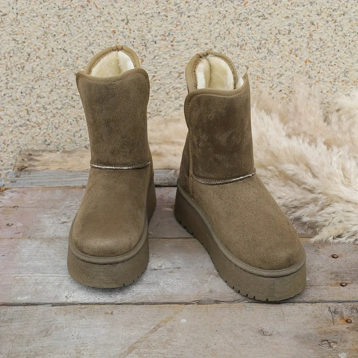 Women’s Winter Mid-Calf Boots – Warm Lined, Slip-Resistant Sole Snow Footwear NNOS