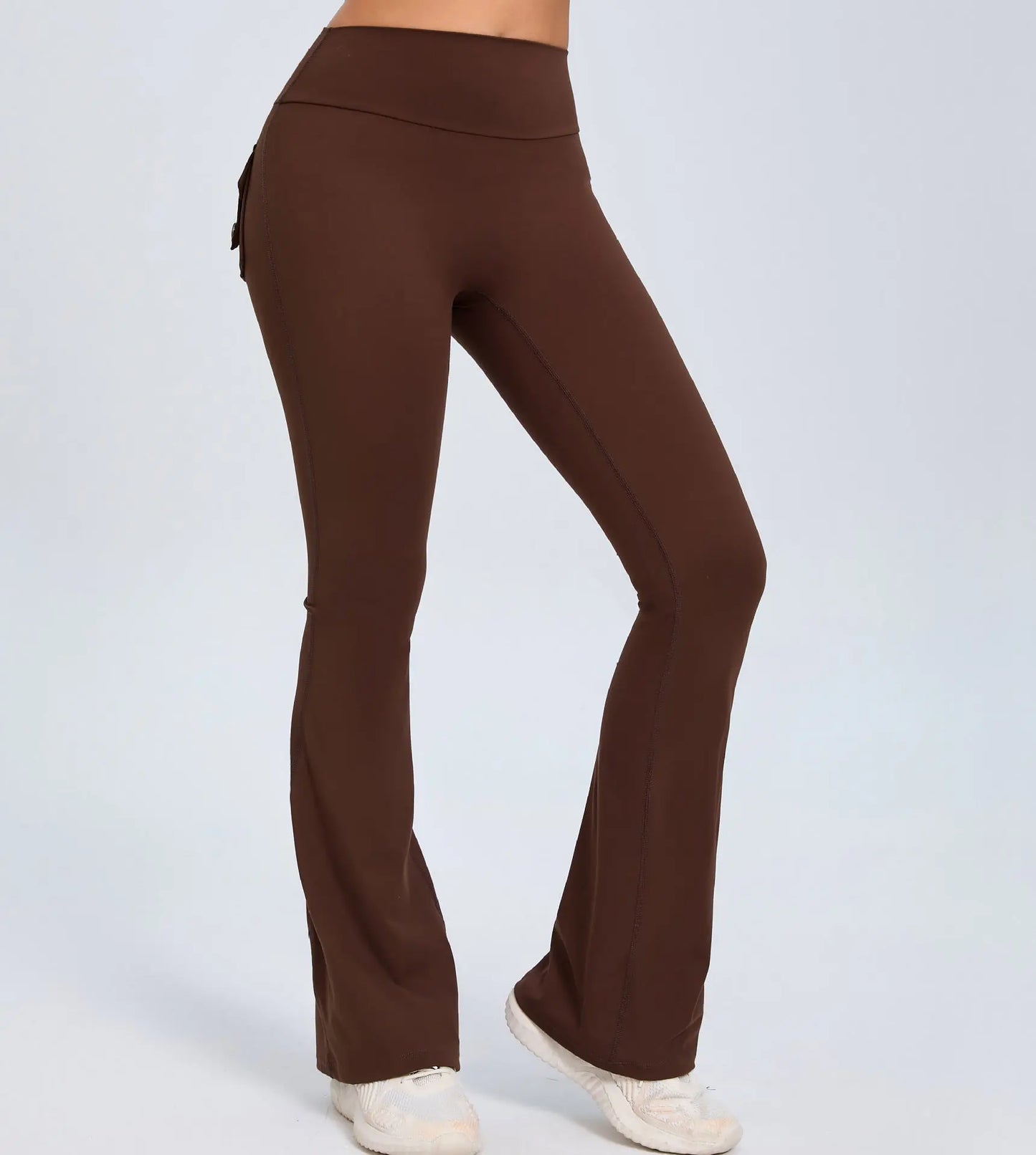 Yoga Fitness Flared Pants With Pockets Ins Fashion Slim High Waist Sports Trousers  Scrunch Butt Booty Workout Lifting Leggings NNOS