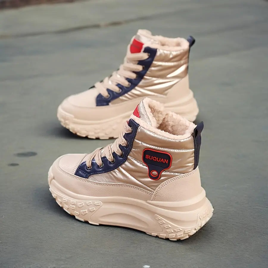 Women’s Warm Ankle Boots – High-Top Winter Sneakers with Pineapple Sole NNOS