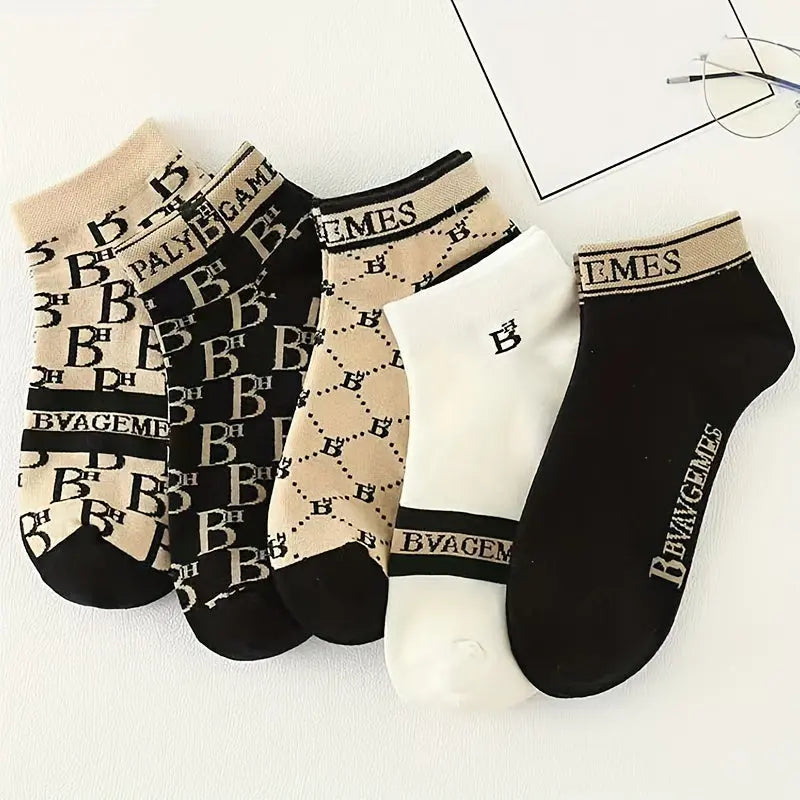 5 Pairs of Stylish and Trendy Anti-Odor Low-Cut Socks for Women NNOS
