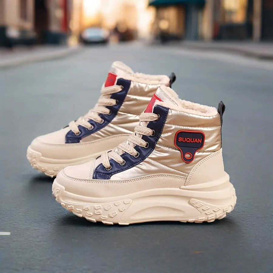 Women’s Warm Ankle Boots – High-Top Winter Sneakers with Pineapple Sole NNOS