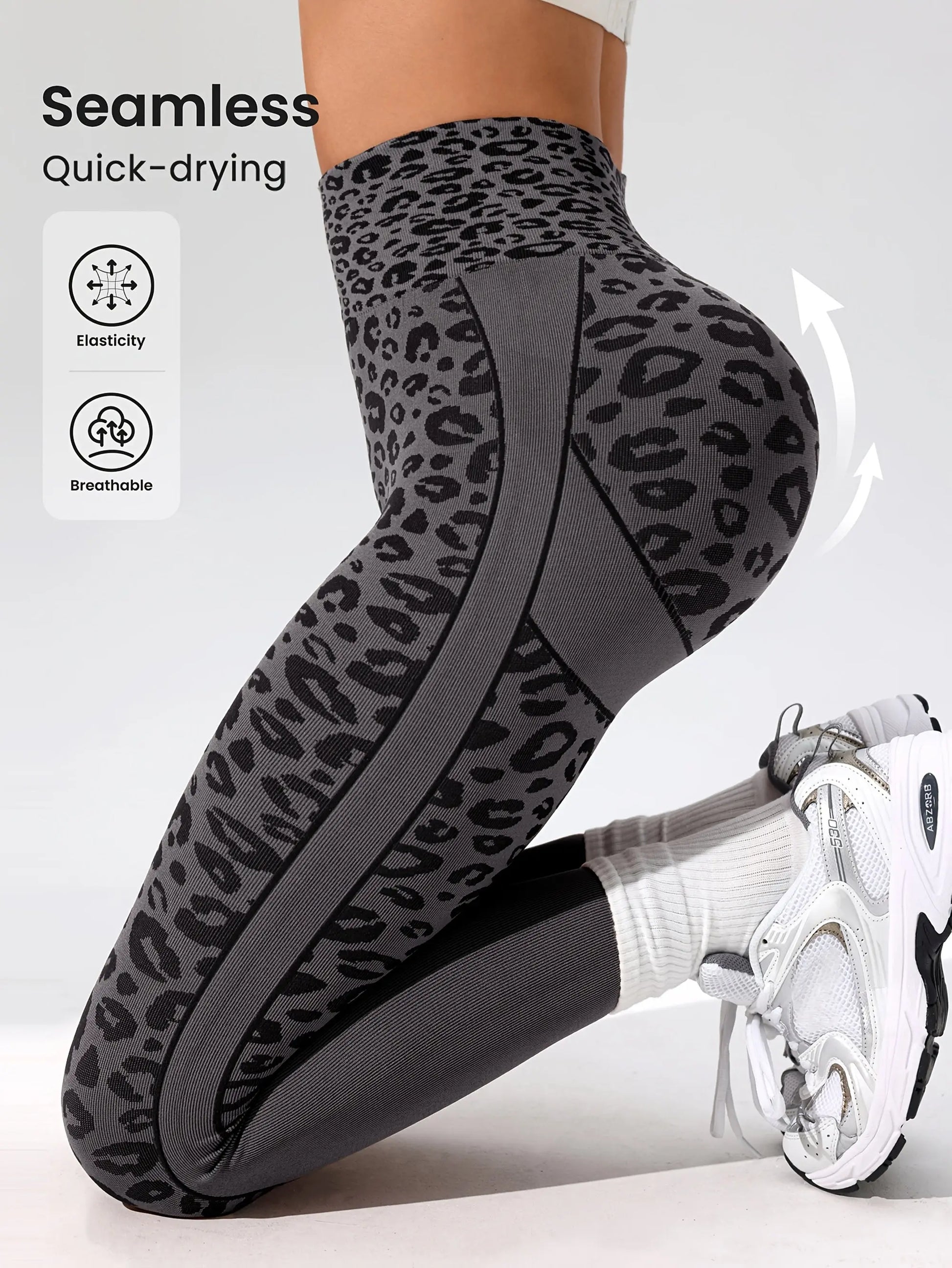 Women’s High-Waist Leopard Yoga Leggings – Seamless Quick-Dry Stretch Pants NNOS