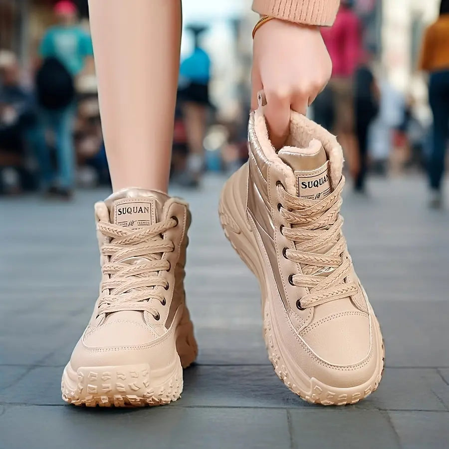 Women’s Warm Ankle Boots – High-Top Winter Sneakers with Pineapple Sole NNOS