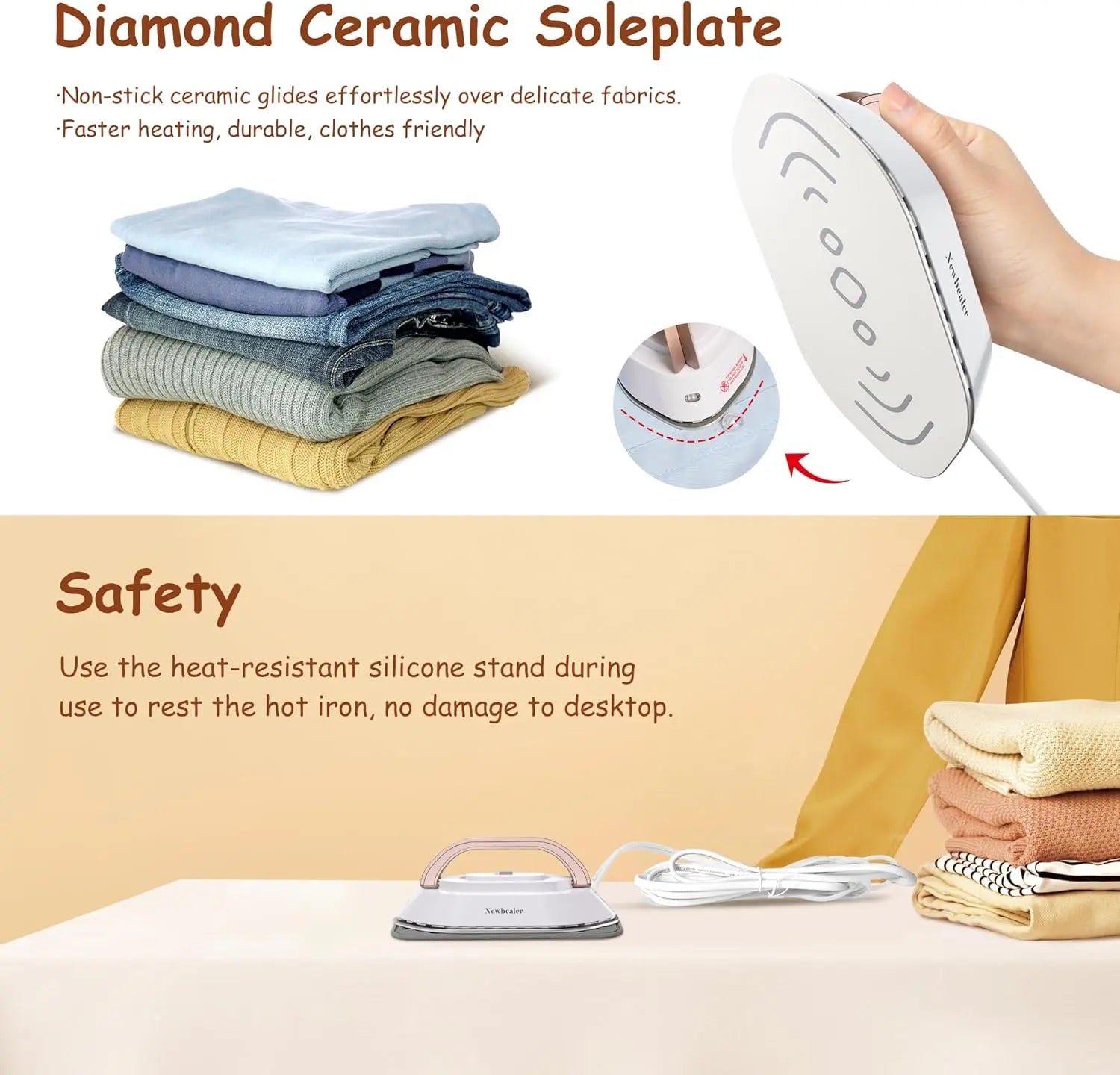 Portable Mini Travel Iron: Fast Heating Electric Iron NNOS