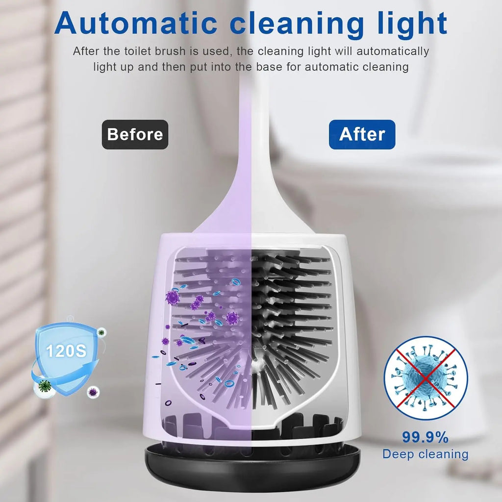 Electric Toilet Brush and Holder Set with Ventilated Design, Rechargeable Silicone Toilet Bowl Brush, Floor Standing and Wall Mounted Options