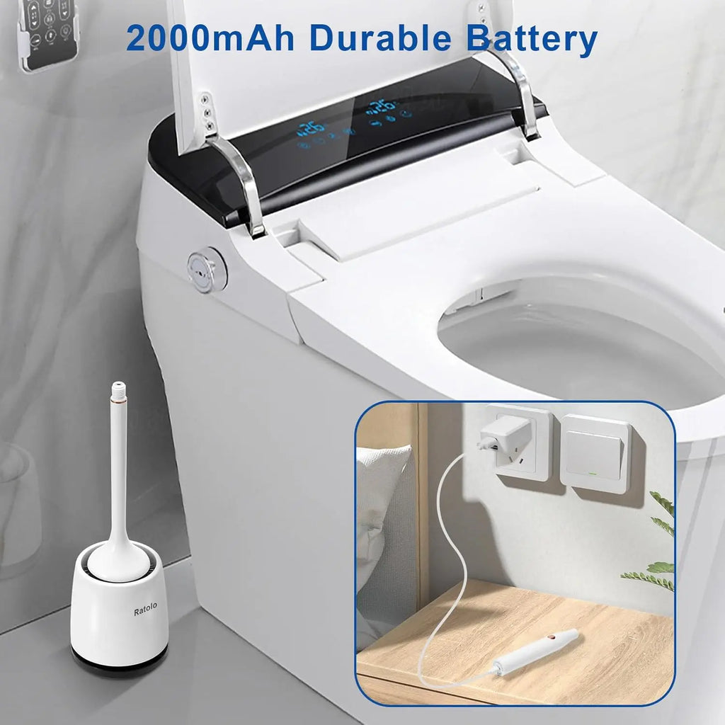 Electric Toilet Brush and Holder Set with Ventilated Design, Rechargeable Silicone Toilet Bowl Brush, Floor Standing and Wall Mounted Options