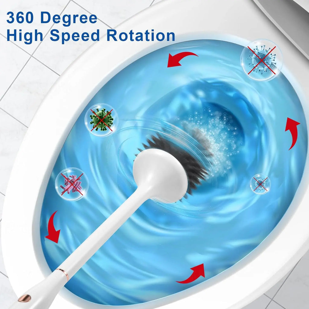 Electric Toilet Brush and Holder Set with Ventilated Design, Rechargeable Silicone Toilet Bowl Brush, Floor Standing and Wall Mounted Options