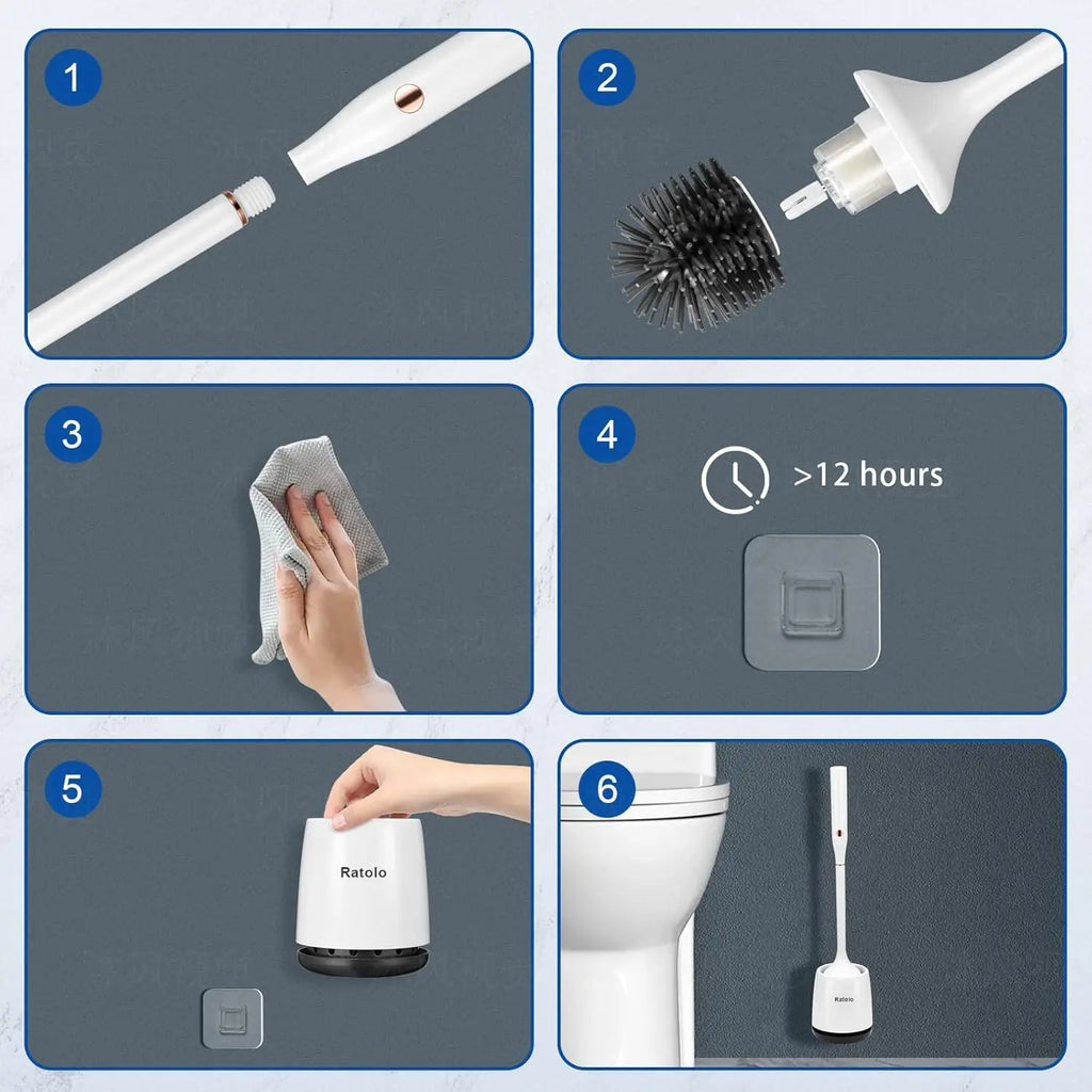 Electric Toilet Brush and Holder Set with Ventilated Design, Rechargeable Silicone Toilet Bowl Brush, Floor Standing and Wall Mounted Options