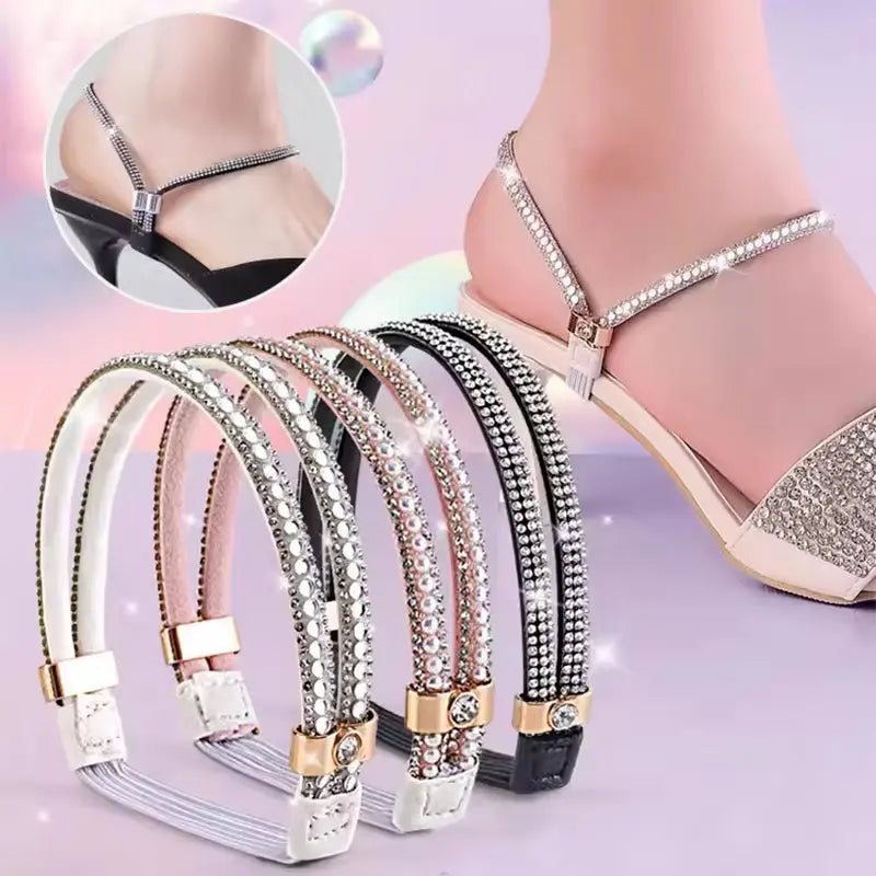 Step up your style game with our 2-Pack Anti-Skid High Heel Shoe Bands! ✨ Featuring blingy rhinestone shoelaces and secure anti-drop straps, your heels will stay in place while you strut your stuff! 💃👠 #FashionEssentials #HighHeelHacks