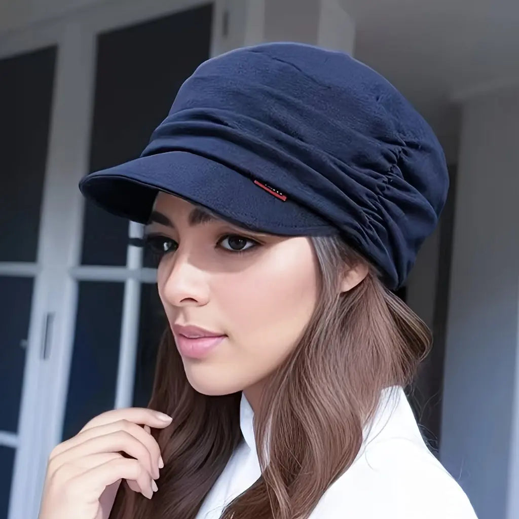 Women’s Retro Soft Brim Hat – Pleated Dome Cloth Cap for Spring, Autumn, Winter NNOS