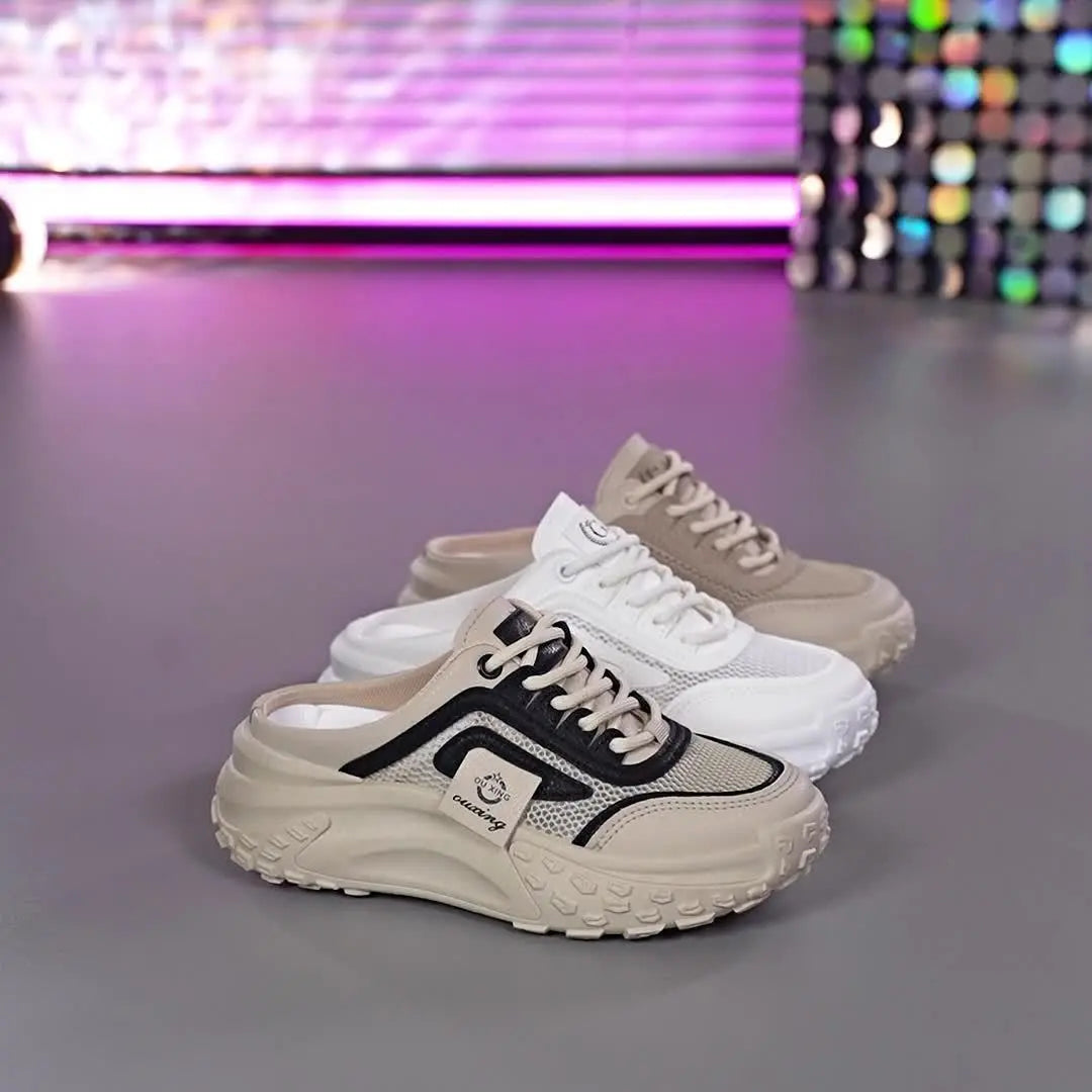 Women’s Summer Casual Sneakers – Breathable Mesh Lace-Up with Cushioned Sole NNOS