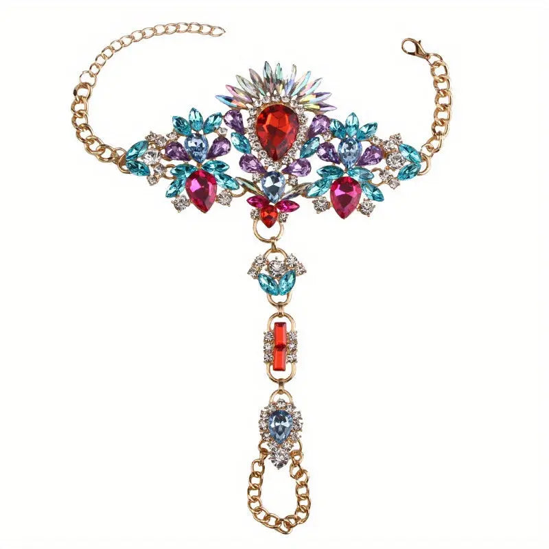 Boho Chic Colorful Crystal Toe Ring Anklet – Trendy Beach & Seaside Jewelry NNOS