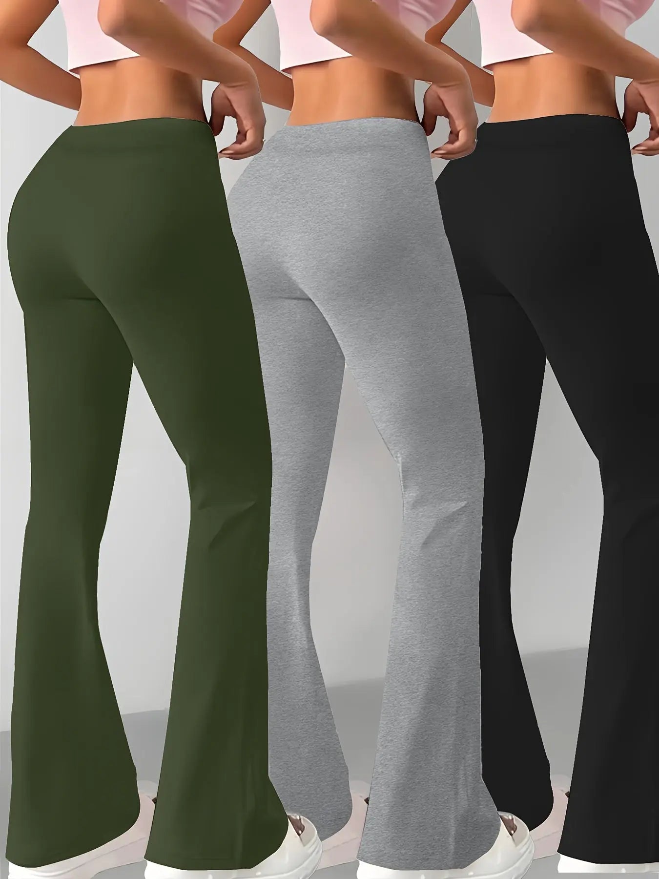 European and American Women's Straight-Leg Flare Pants Classic Personality English Text Print Long Pants 3pcs Set NNOS