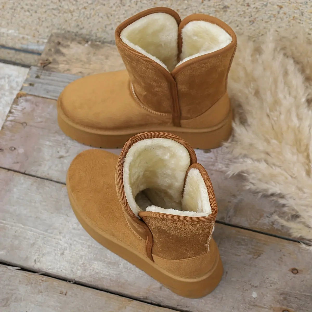 Women’s Winter Mid-Calf Boots – Warm Lined, Slip-Resistant Sole Snow Footwear NNOS