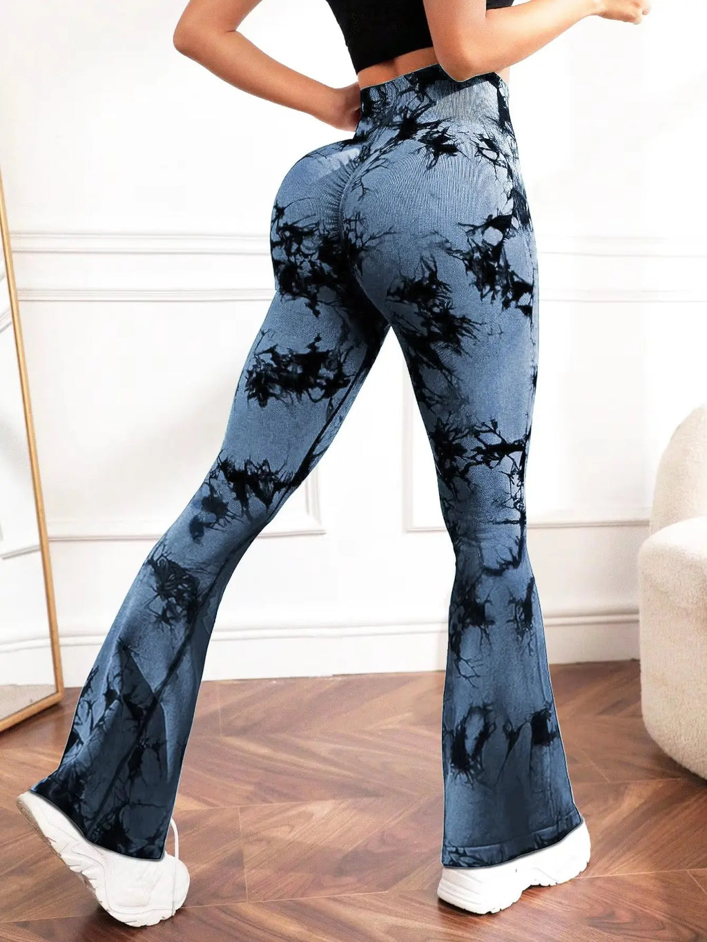 Trendy High-Waisted Tie-Dye Flare Pants for Women - Perfect for Casual Sports and Fitness!