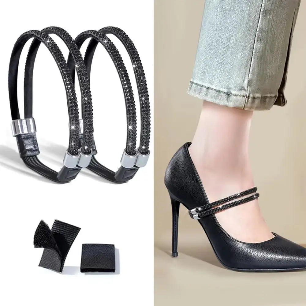 Step up your style game with our 2-Pack Anti-Skid High Heel Shoe Bands! ✨ Featuring blingy rhinestone shoelaces and secure anti-drop straps, your heels will stay in place while you strut your stuff! 💃👠 #FashionEssentials #HighHeelHacks