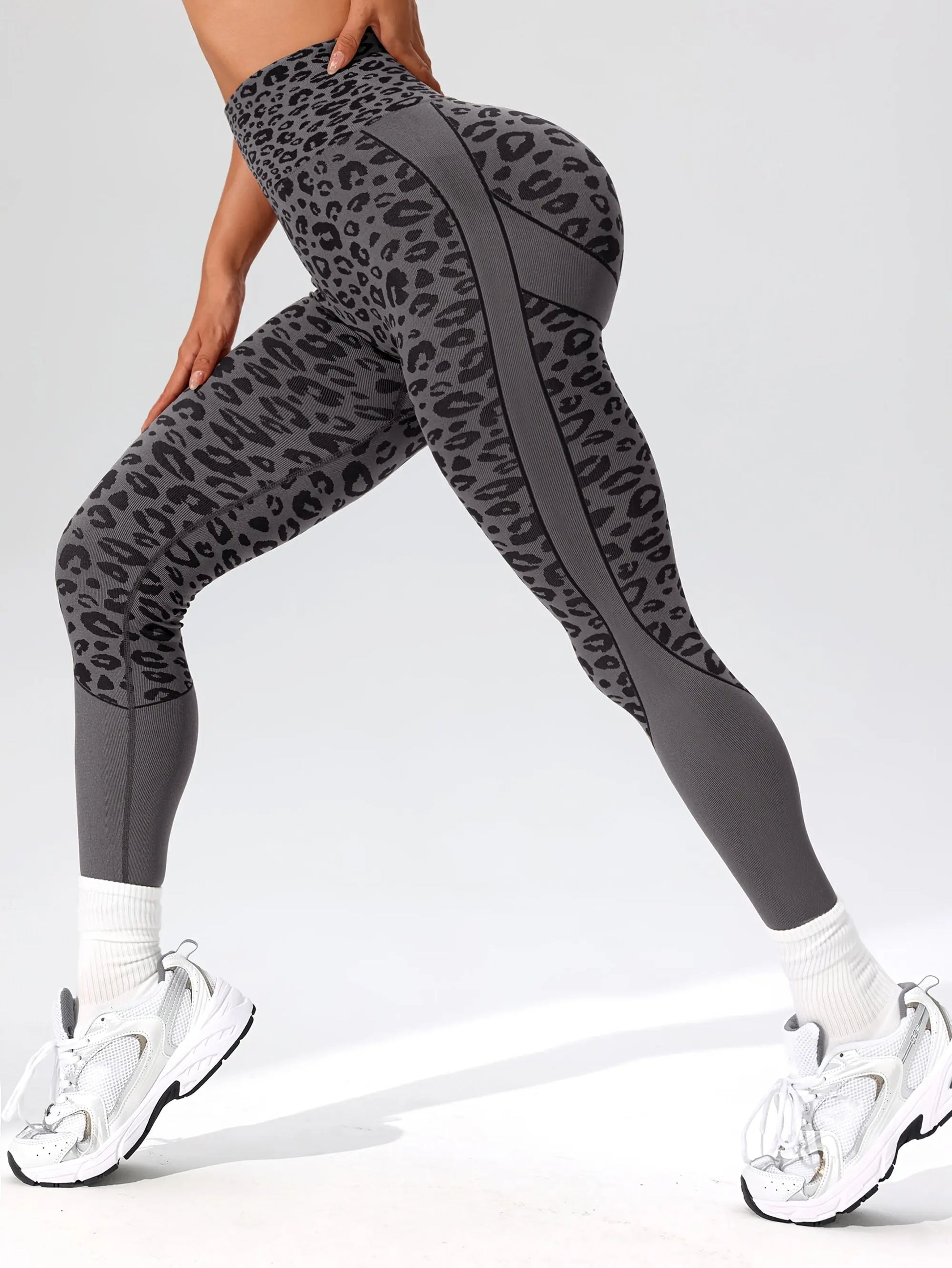 Women’s High-Waist Leopard Yoga Leggings – Seamless Quick-Dry Stretch Pants NNOS