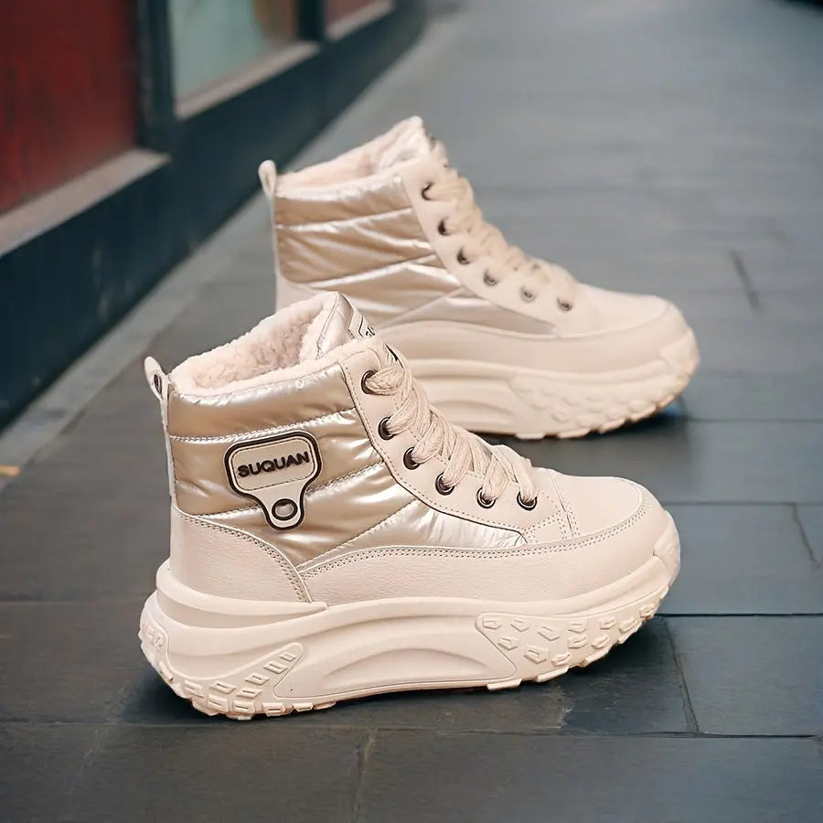 Women’s Warm Ankle Boots – High-Top Winter Sneakers with Pineapple Sole NNOS