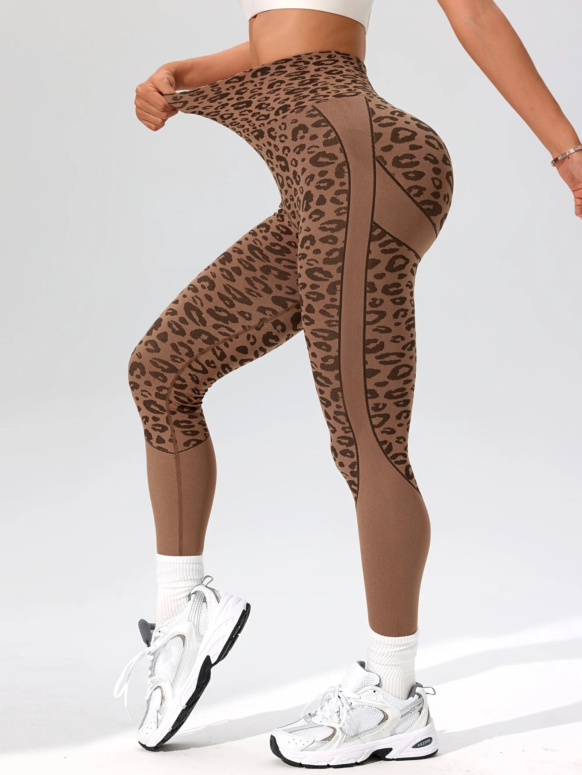 Women’s High-Waist Leopard Yoga Leggings – Seamless Quick-Dry Stretch Pants NNOS