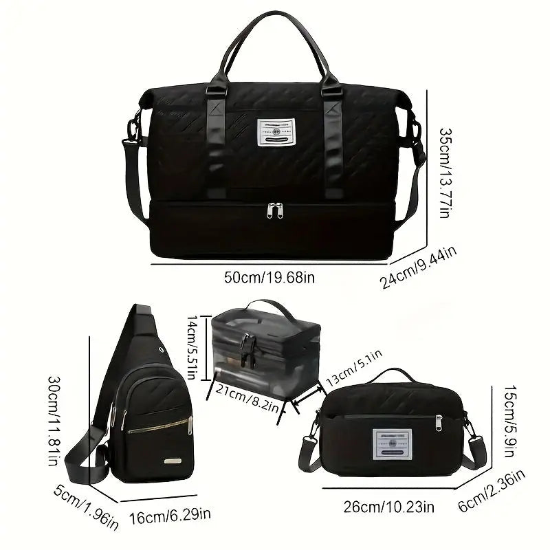 4-in-1 Travel Tote Bag Set – Stylish Large-Capacity Gym, Vacation & Daily Use NNOS