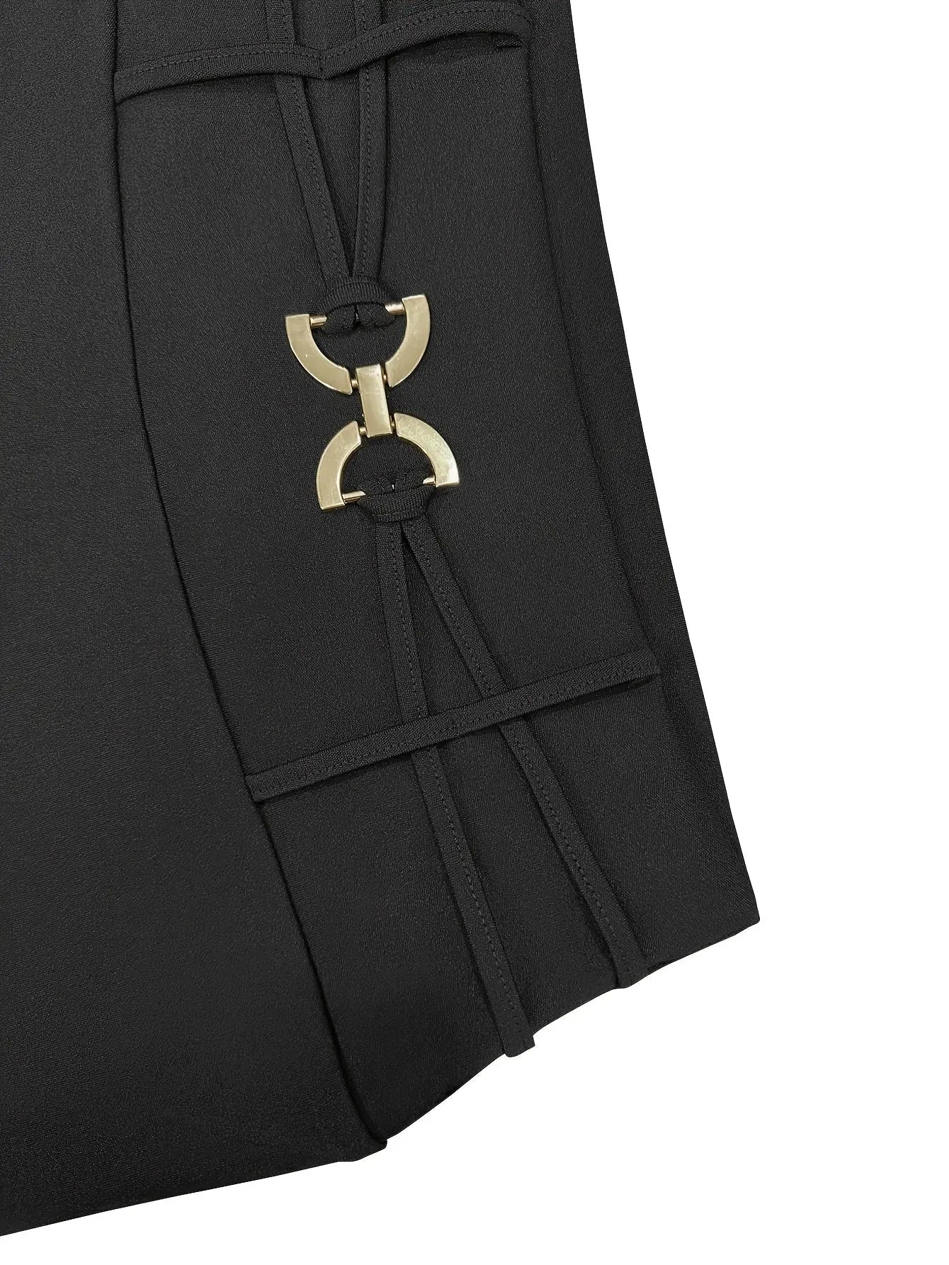 Women’s High-Waist Black Skinny Leggings – Stretchy Fit with Button Detail NNOS