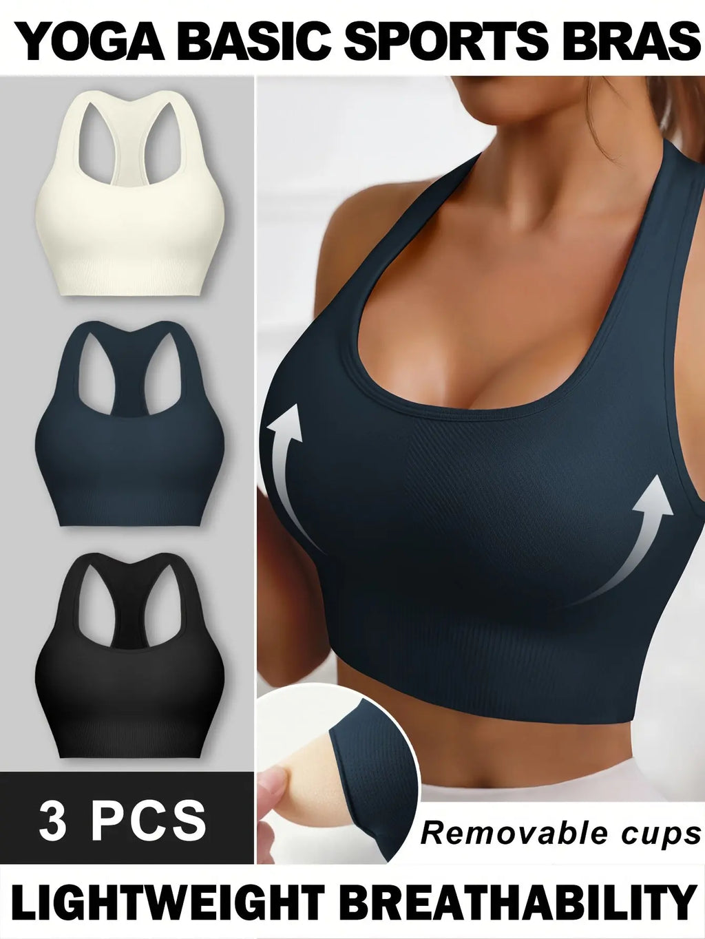 Women’s 3-Pack Crop Tank Tops – Sleeveless U-Neck Stretchy Casual Sportswear NNOS
