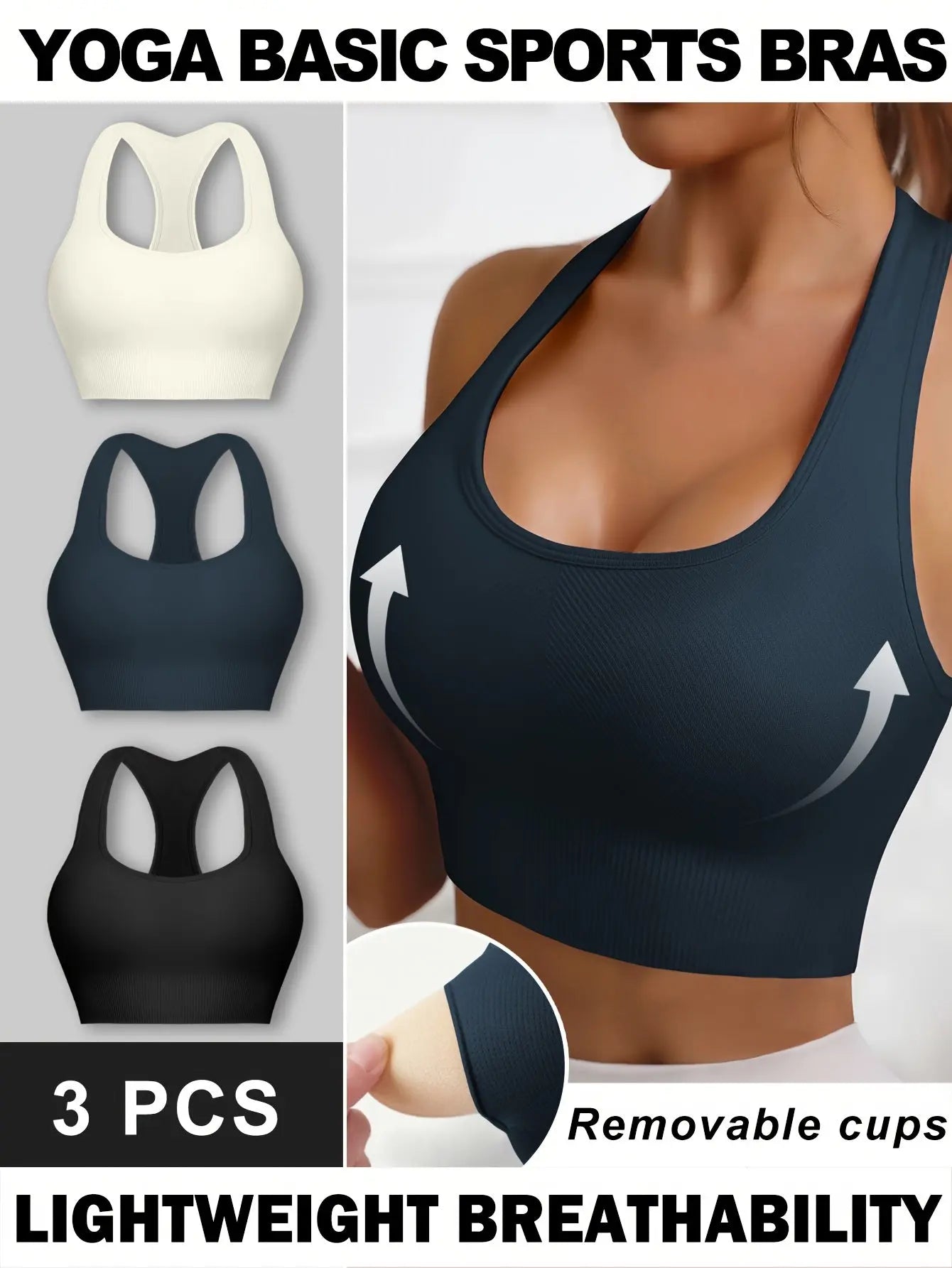Women’s 3-Pack Crop Tank Tops – Sleeveless U-Neck Stretchy Casual Sportswear NNOS