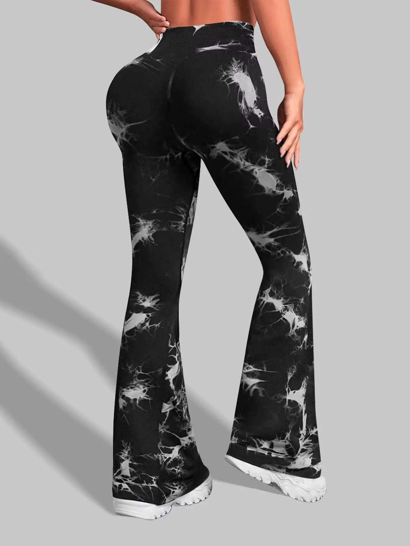 Trendy High-Waisted Tie-Dye Flare Pants for Women - Perfect for Casual Sports and Fitness!