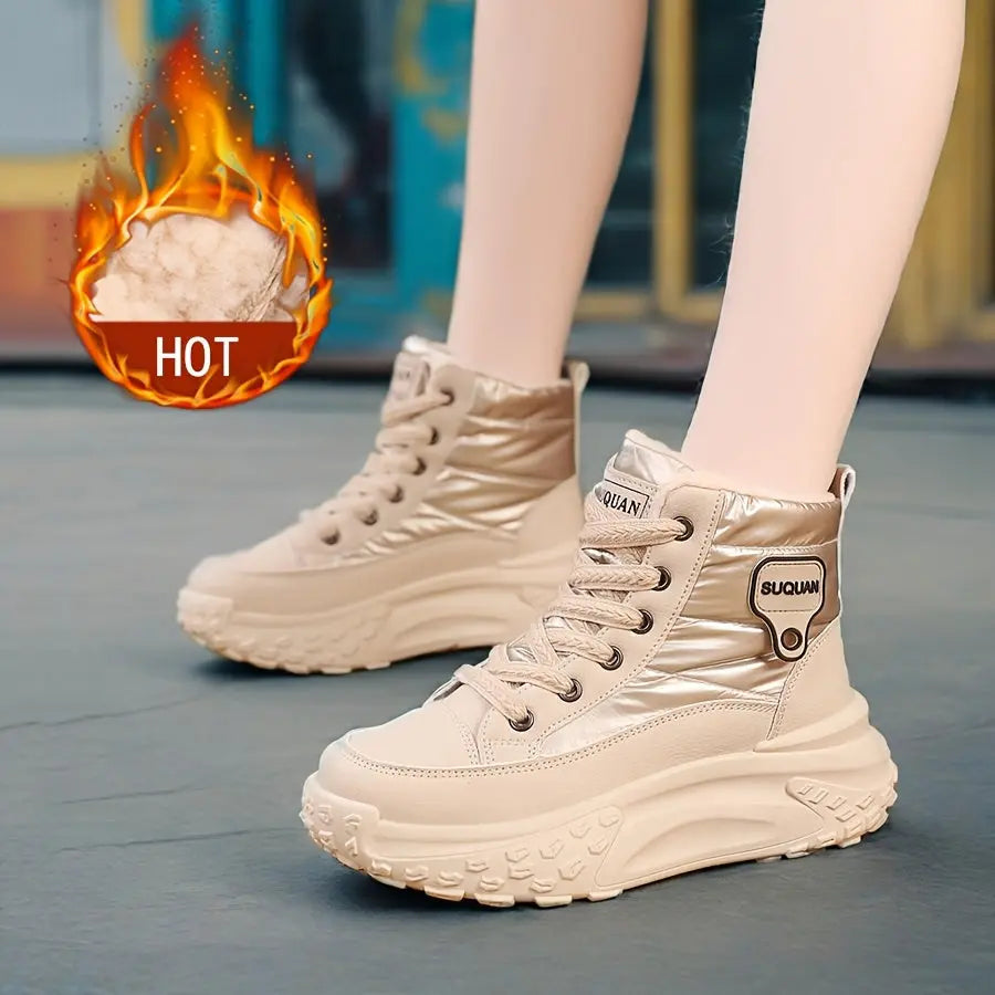 Women’s Warm Ankle Boots – High-Top Winter Sneakers with Pineapple Sole NNOS