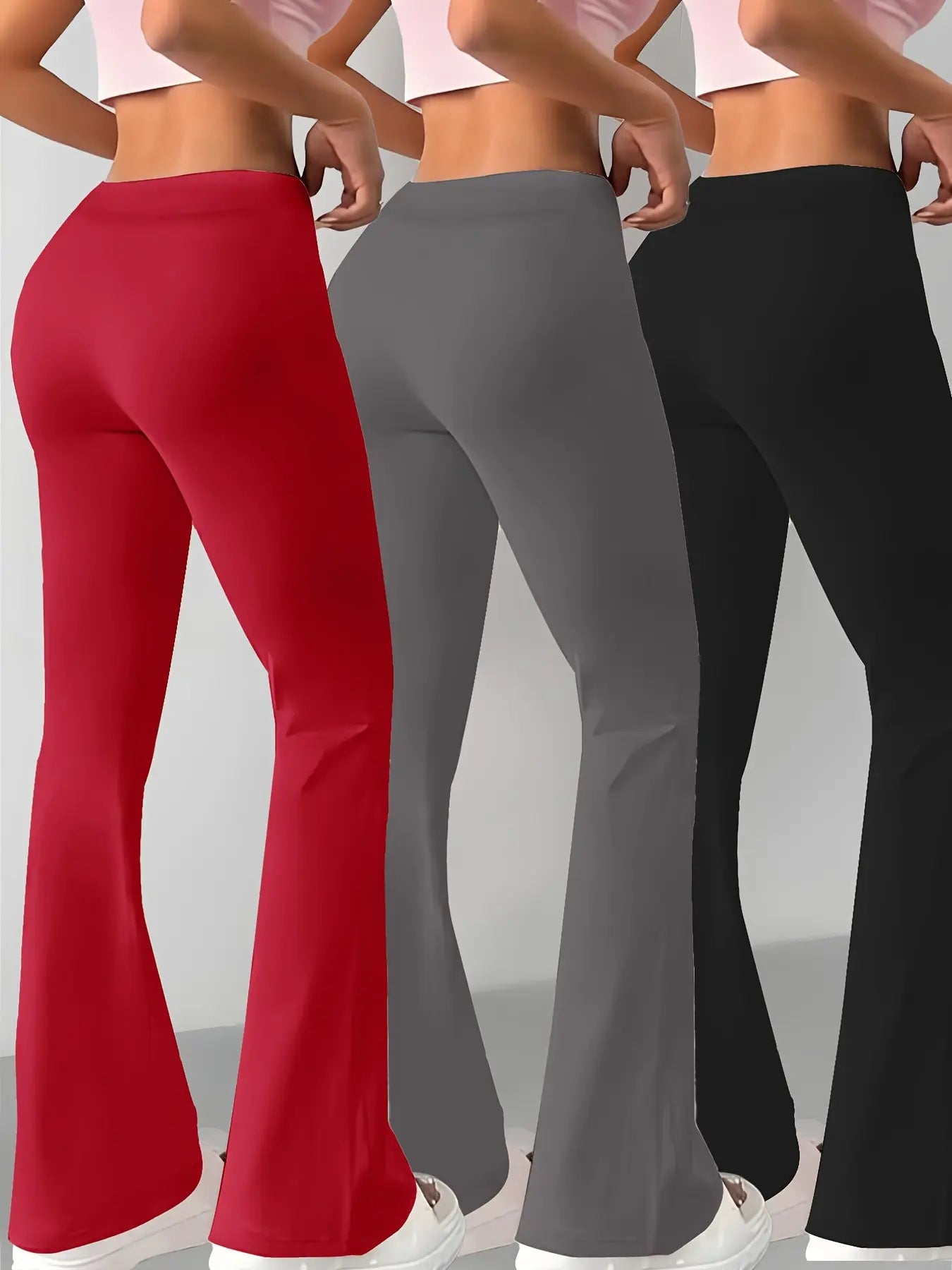 European and American Women's Straight-Leg Flare Pants Classic Personality English Text Print Long Pants 3pcs Set NNOS