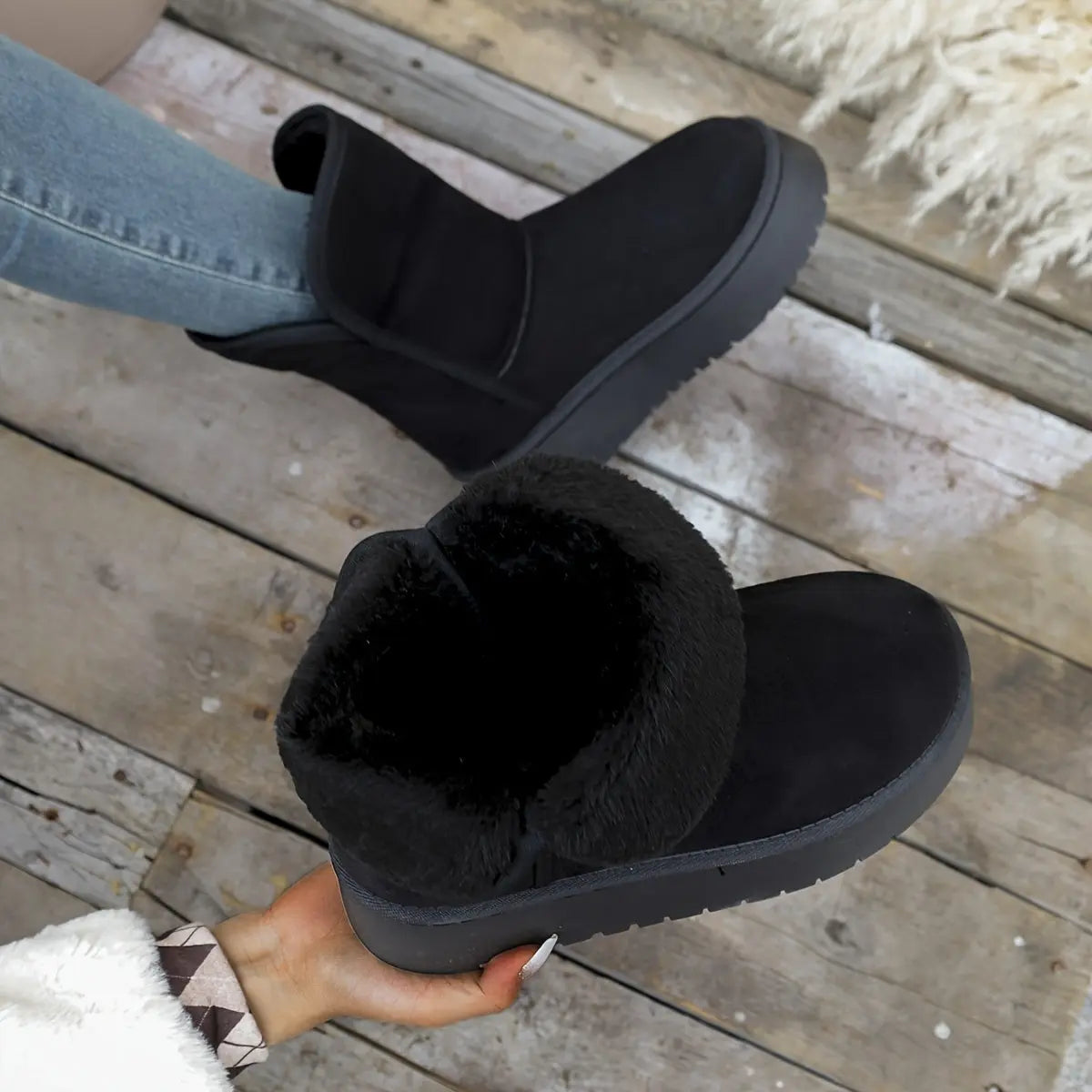 Women’s Winter Mid-Calf Boots – Warm Lined, Slip-Resistant Sole Snow Footwear NNOS
