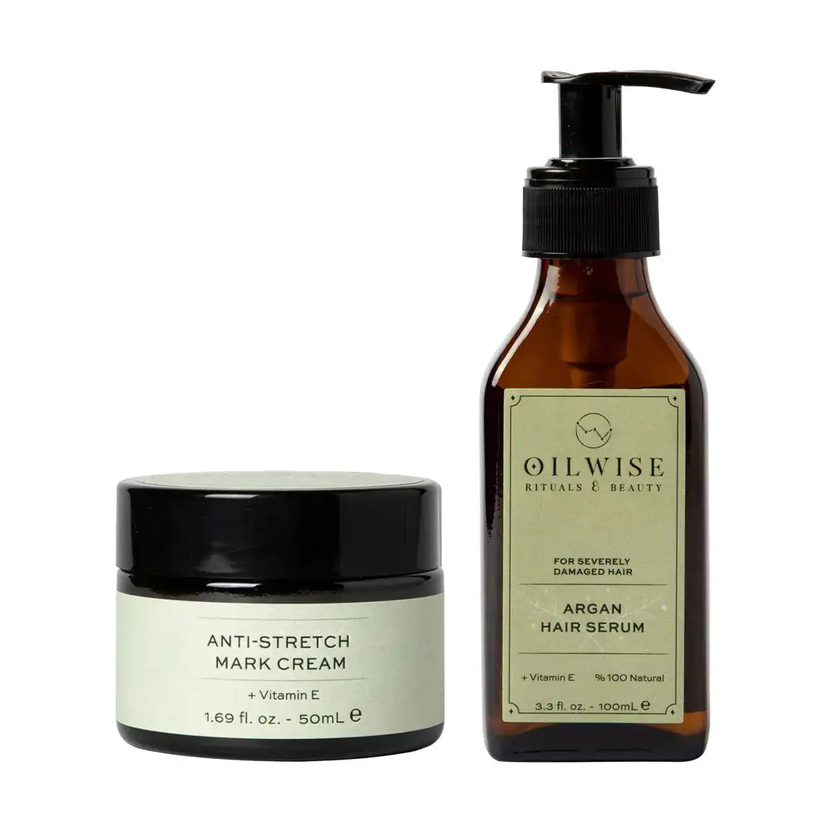 Oilwise Anti Stretch Cream & Argan Hair Serum Set NNOS