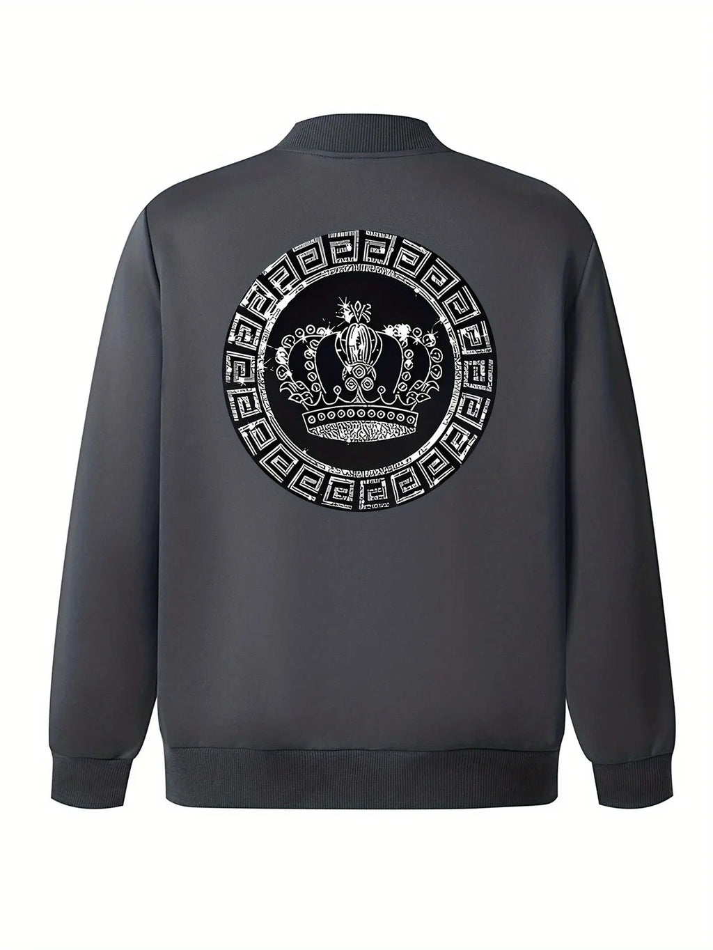 Women’s Crown Print Baseball Jacket – Lightweight Zip-Up Casual Streetwear NNOS