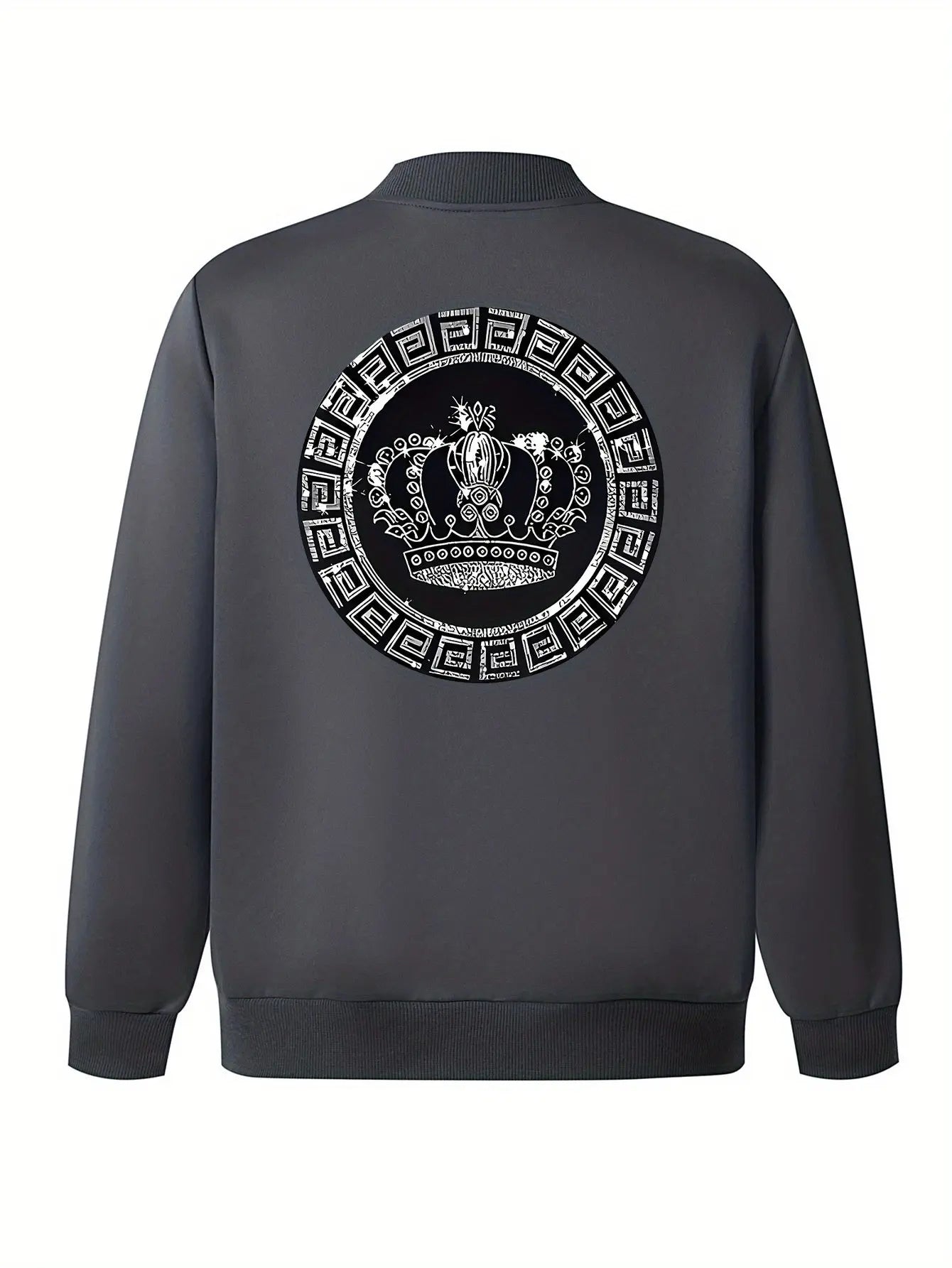 Women’s Crown Print Baseball Jacket – Lightweight Zip-Up Casual Streetwear NNOS