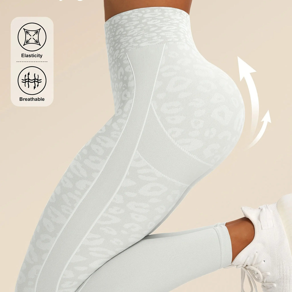 Women’s High-Waist Leopard Yoga Leggings – Seamless Quick-Dry Stretch Pants NNOS