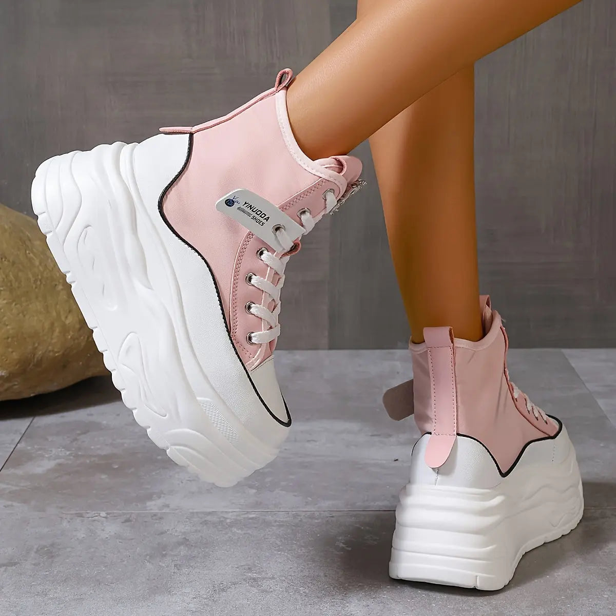 Women’s Rhinestone Butterfly Sneakers – High-Top Lace-Up Platform Preppy Shoes NNOS