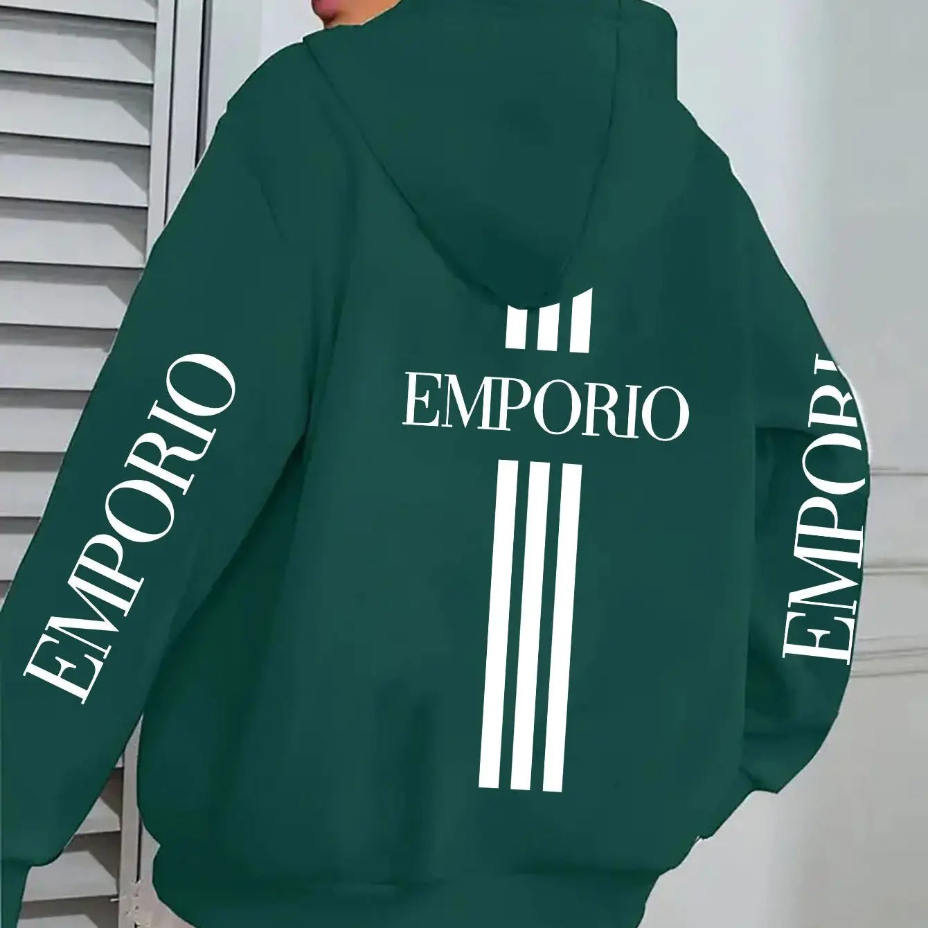 Women’s Pink "EMPORIO" Hoodie – Vibrant Zip-Up Sweatshirt with Three-Stripes NNOS